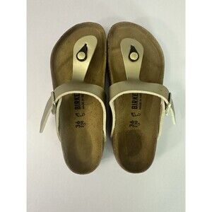 Birkenstock Gizeh Glammar GOLD Burke Flor EU-36 US 6-6.5 Hard Footbed NWOT